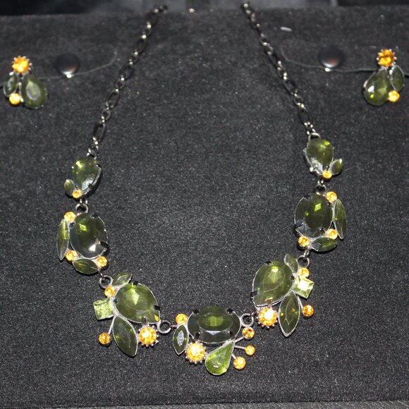 NECKLACE Choker & EARRINGS Set Costume Jewelry Coquette Vintage 1940s style - Picture 3 of 6